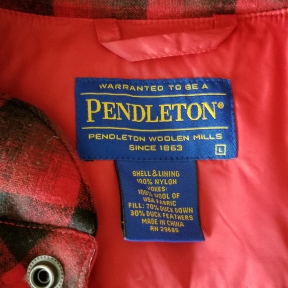 Pendleton Down Puffy Vest with Wool - Picture 2 of 2